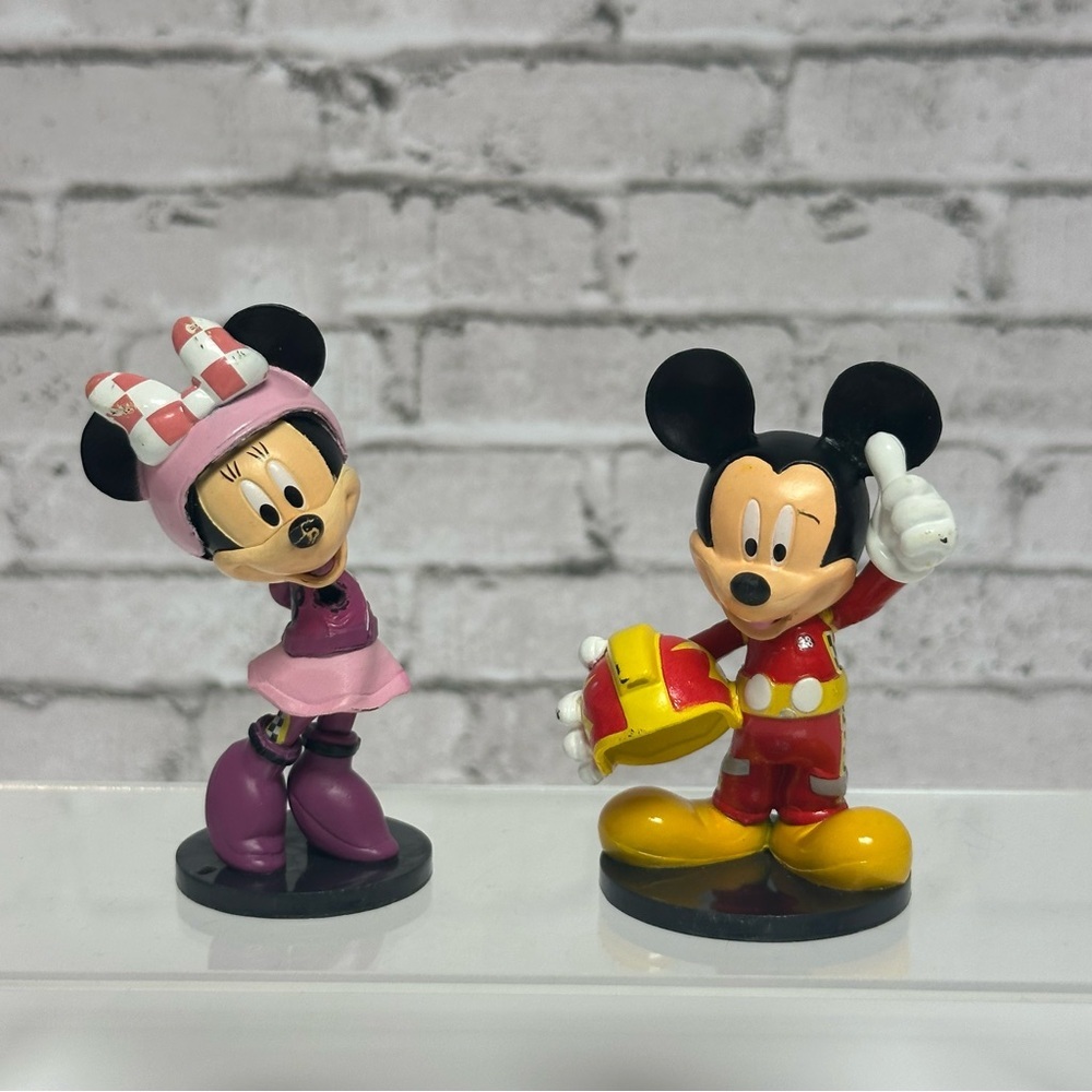 Disney Store Mickey Roadster Racers Mickey & Minnie Figurines Cake Toppers READ